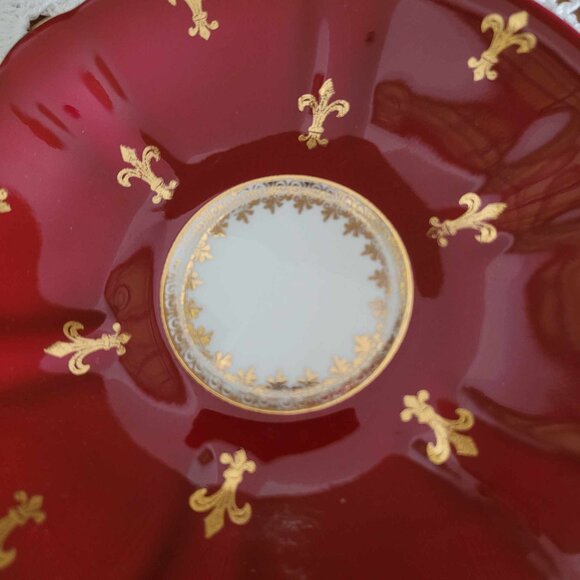 WINDSOR - Vintage Burgundy Red & Gold Porcelain Tea Cup - Picture 8 of 12